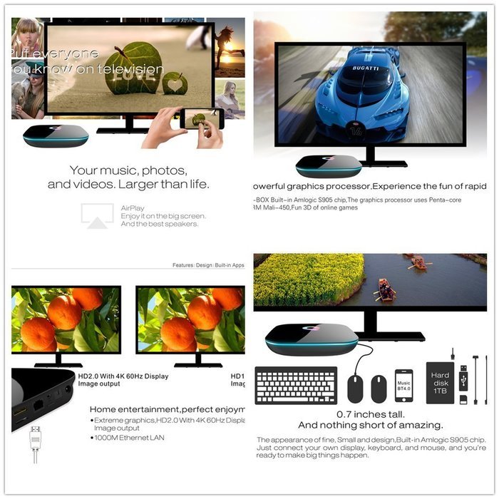 WISEWO Q-Box Android 5.1 Amlogic S905 Smart TV Box Quad Core Speed Bluetooth 4.0 Dual Band Wifi KODI/XBMC Fully... N4