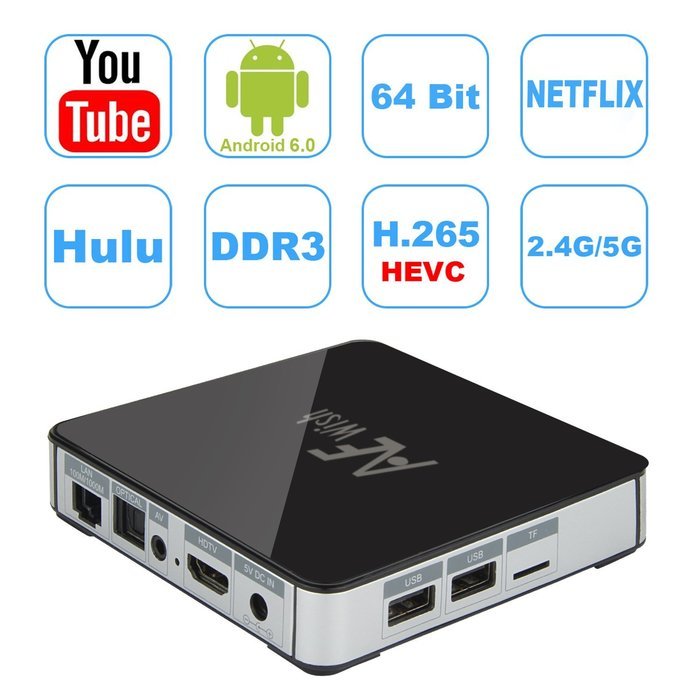 Android 6.0 TV Box Kodi 17.0 Fully Loaded Unlocked Octa Core Amlogic S912 4K Ultra HD 2G/32G DDR3 WIFI 2.4G/5G... N6