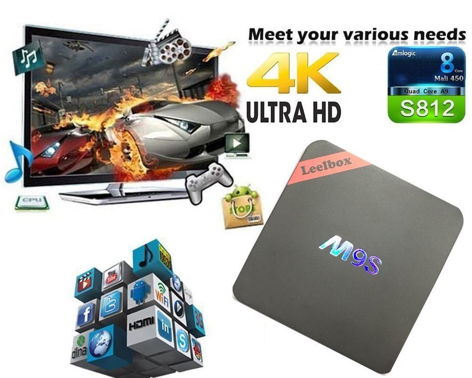 Leelbox M9S 2GB RAM 16GB ROM Amlogic S812 Quad Core AP6330 Wifi Module Support 802.11n KODI Android TV Box N2