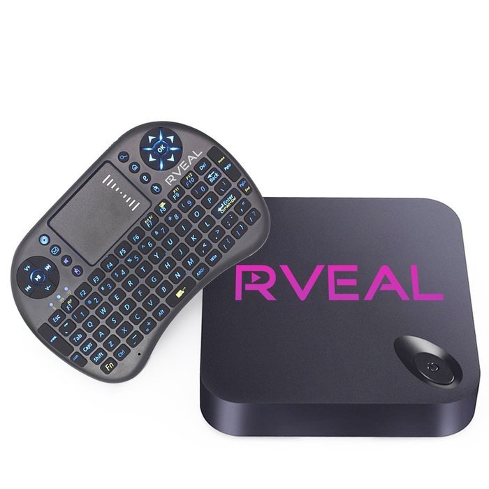 Rveal Streaming Media Player & Android Smart TV Box with Upgraded Rveal Mini Touchpad Remote & Keyboard
