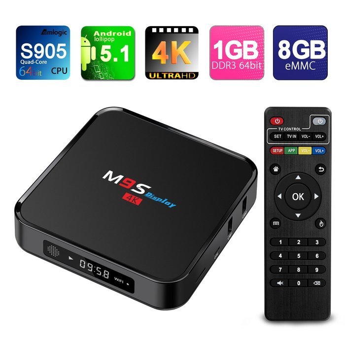 TICTID M9S Display (Update from T95M) Android 5.1 Tv Box Amlogic S905 Quad-Core-1GB RAM 8GB Flash Emmc-Support...