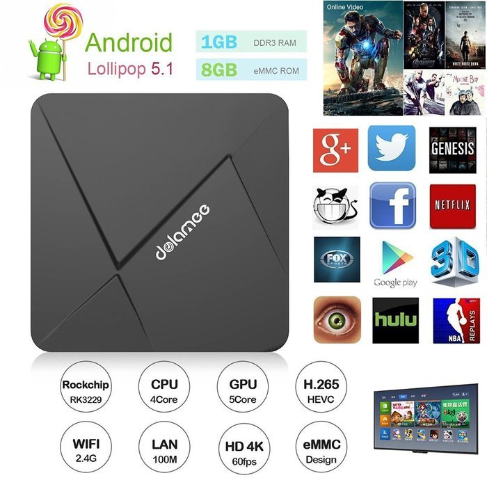 DOLAMEE D5 Android TV Box, Fully Loaded Android 5.1 Lollipop Os Streaming Media Players XBMC / Kodi 16.1 Support...