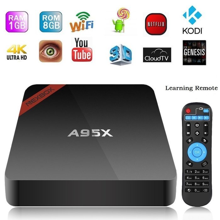 Evangel Android 6.0 4K TV Box A95X Amlogic S905X Quad Core Cortex A53 2.0GHz 64bit Mini PC KODI 16.1 Pre-installed...