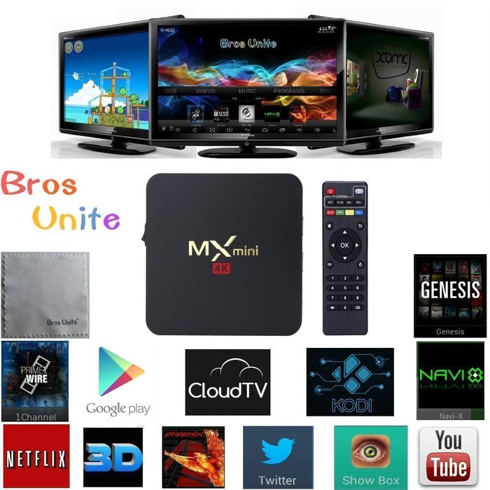 [2016 Latest TV Box ] Bros Unite MX Mini Amlogic S905 Android Tv Box Google 5.1 OS Fully Loaded Add-ons with Kodi...