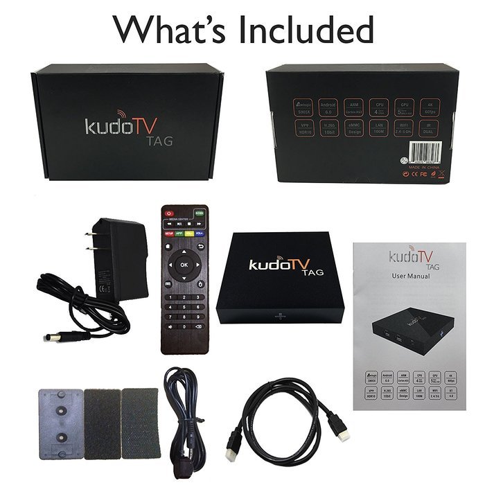 KudoTV TAG Android 6.0 Fully Loaded Kodi / XBMC TV BOX - Unlocked Watch Anything - S905X 2G/16G/4K OTA Updater N5