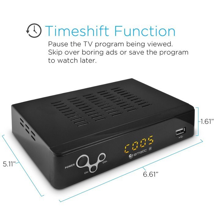 Digital Converter, Ematic Digital TV Converter Box with Recording, Playback, & Parental Controls [ AT103B ] N4