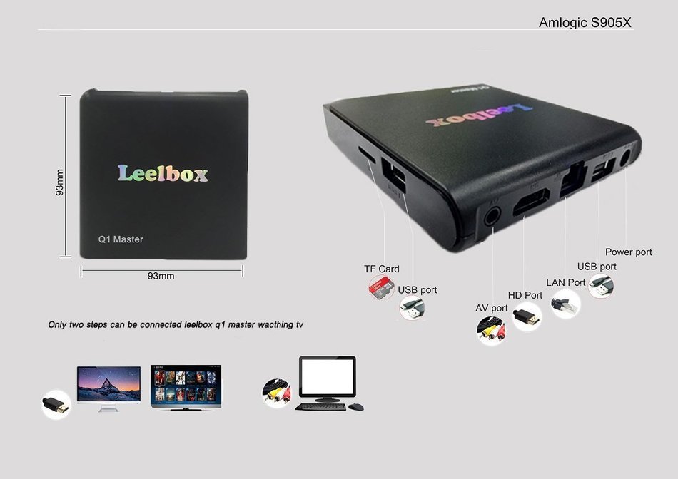 (2017 Leelbox Q1 Master Android TV Box Android 6.0 S905X Quad-core Cortex-A53 1GB RAM/8GB ROM Kodi 16.1 WIFI 2.4... N6