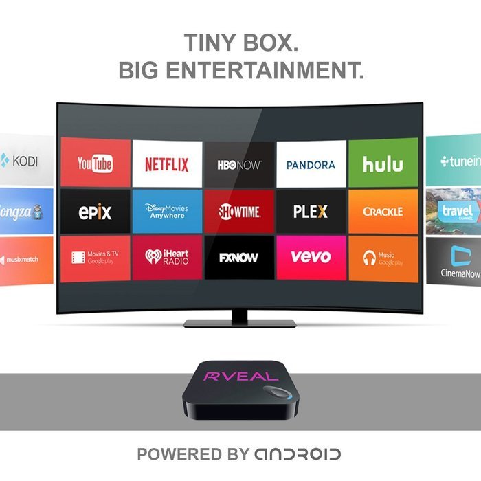 Rveal Streaming Media Player & Android Smart TV Box with Upgraded Rveal Air Mouse Remote & Keyboard N5