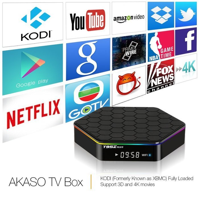 AKASO T95Z PLUS TV BOX 4K KODI Pre-installed Android 6.0, Amlogic S912 Octa Core 2GB DDR3 16GB EMMC Flash, 2.4G...