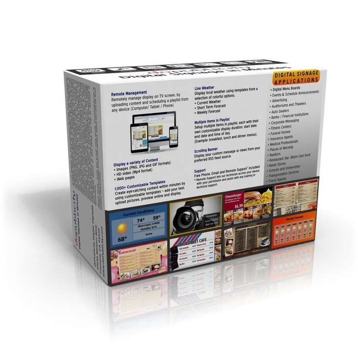Digital Signage Player, Software and over 1,000 Templates for displaying Restaurant Menu Boards, Advertising,...