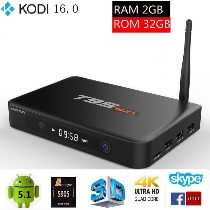[2017 the Strongest] Leelbox T95 max Android tv box Amlogic S905 Quad-Core cortex-A53 Android 5.1 Kodi 16.0 2GB...