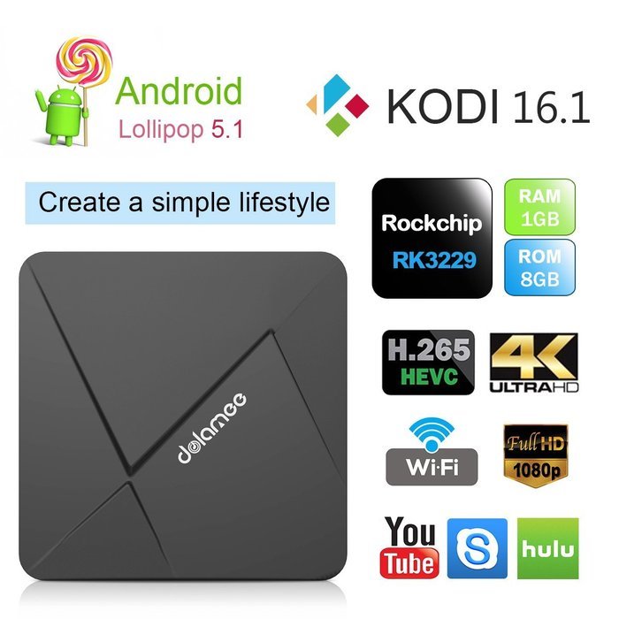 DOLAMEE D5 TV Box Android 5.1 Rockchip RK3229 Quad-core Kodi 16.1 Fully Loaded 1GB RAM 8GB ROM 4K Mini PC Media...
