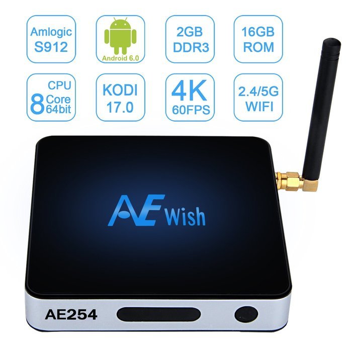 ANEWISH Kodi Box, Android 6.0 Tv Box Streaming Media Player Amlogic S912 Octa Core 2G/32G 4K 1000M Ethernet, Fully... N8