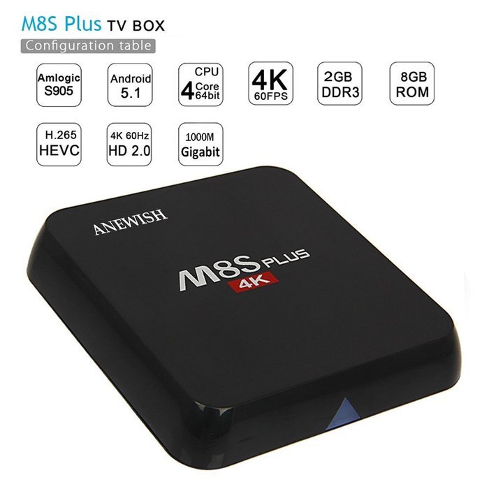 ANEWISH Kodi Box, Android 6.0 Tv Box Streaming Media Player Amlogic S912 Octa Core 2G/32G 4K 1000M Ethernet, Fully... N10