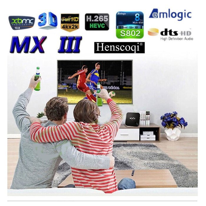 Henscoqi MXIII MX3 Quad Core Amlogic S802 2G/8G Smart HTPC TV Box Support 3D-HD 4K Android 4.4.2 Miracast DLNA... N5