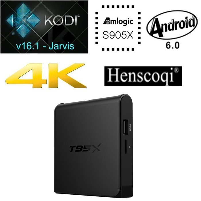 [Henscoqi Hi Box 4K] H1 TV Box Amlogic S905X Android 6.0 Marshmallow TV Box 1G/8G Smart Set Top Box Streaming... N16