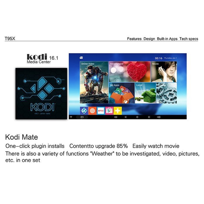 [Henscoqi Hi Box 4K] H1 TV Box Amlogic S905X Android 6.0 Marshmallow TV Box 1G/8G Smart Set Top Box Streaming... N20