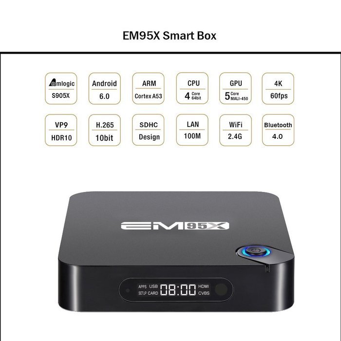 SUPVIN 2GB/16GB EM95X Android 6.0 TV box 4K Amlogic S905X Quad Core ARM Cortex A53 @2GHz KODI 16.1 Fully loaded... N2