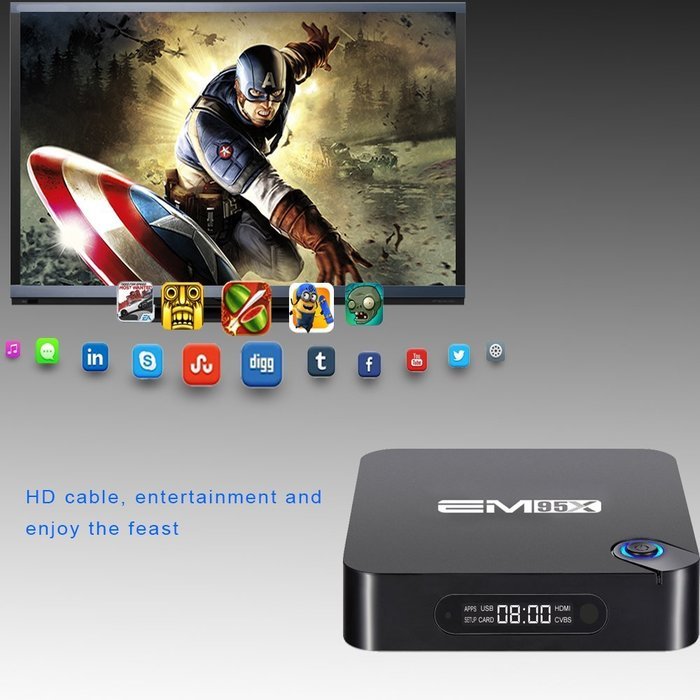 SUPVIN 2GB/16GB EM95X Android 6.0 TV box 4K Amlogic S905X Quad Core ARM Cortex A53 @2GHz KODI 16.1 Fully loaded... N6
