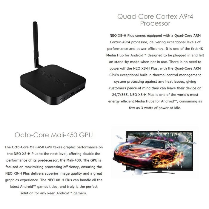 MINIX 2016 Latest NEO U1 Android 64-Bit Super HD 4K TV Box Streaming Media Players with I8 Wireless Mouse Remote... N9