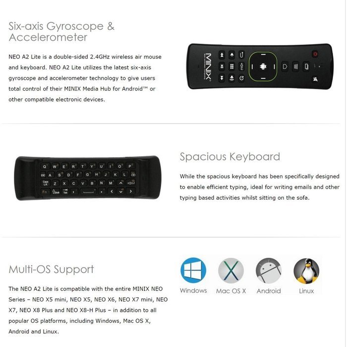 MINIX 2016 Latest NEO U1 Android 64-Bit Super HD 4K TV Box Streaming Media Players with I8 Wireless Mouse Remote... N13