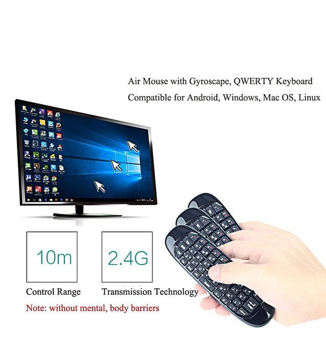 ProChosen C120 2.4 G Mini Wireless Fly Air Mouse with Qwerty Keyboard Gyroscope Remote Control for Kodi Android... N4