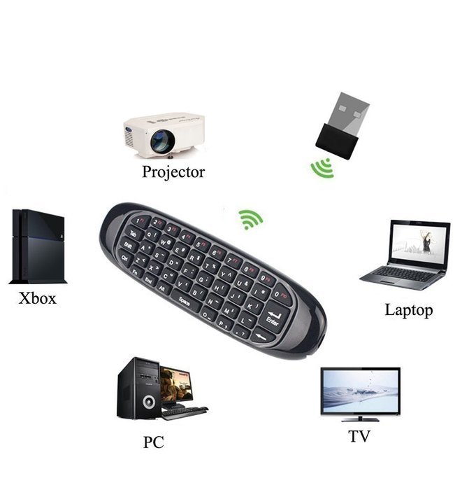 ProChosen C120 2.4 G Mini Wireless Fly Air Mouse with Qwerty Keyboard Gyroscope Remote Control for Kodi Android... N7