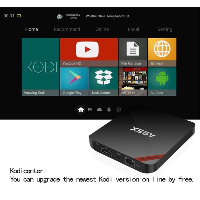 NPET NEXBOX A95X Android 6.0 S905X TV Box 2GB/16GB with Wireless Black ...