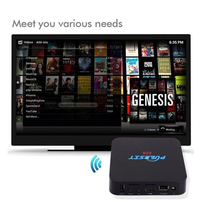 Puersit Q2 Pro Android 5.1 Wifi TV Box with 16.0 Quad Core 1GB/8GB and 4K Smart Media Player N2
