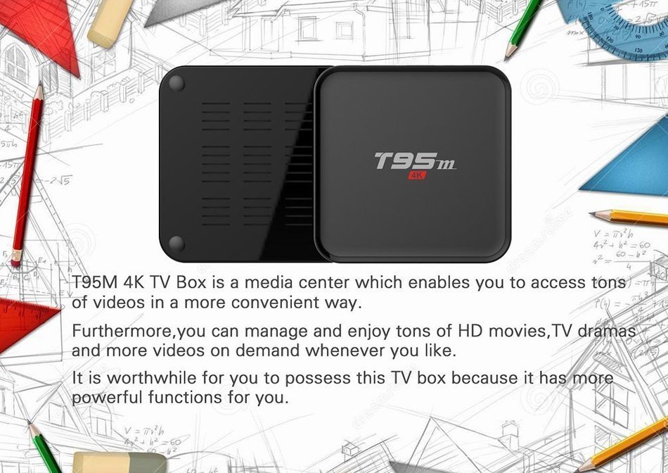 Henscoqi T95M Android TV Box Amlogic S905X KODI Pre-installed Quad Core CPU 4K HD 6.0 Marshmallow WiFi 3G 1080P... N3