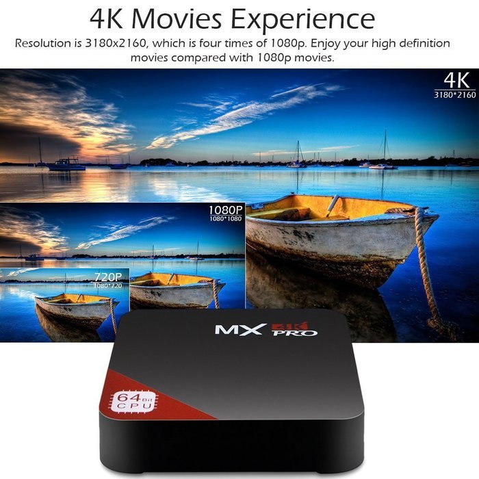 Fxexblin MX Pro Android 5.1 TV Box Amlogic S905X Quad Core 4K 3D Kodi 1G/8G WiFi HDMI Smart Media Player N3