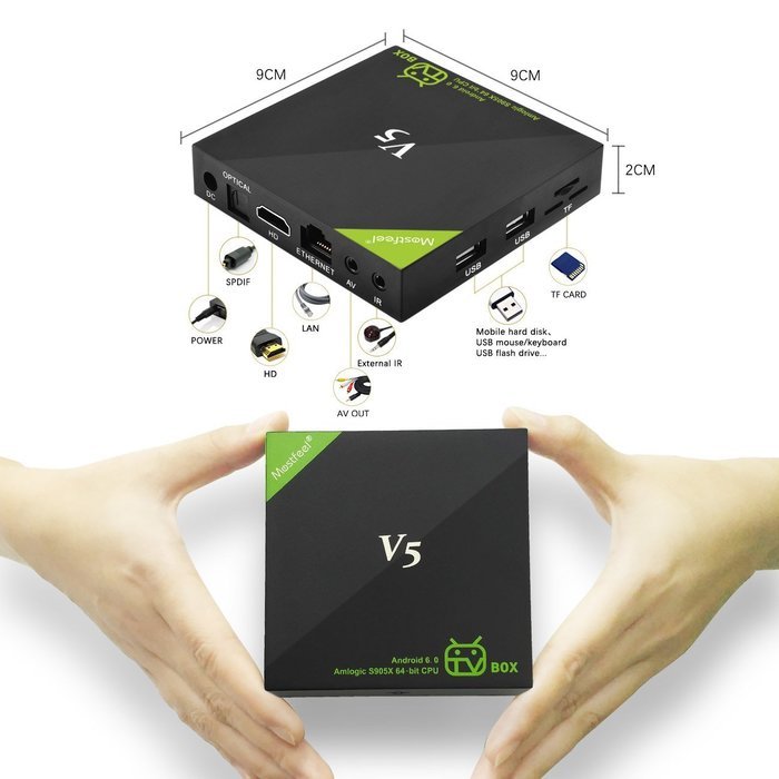 Smart TV BOX, Android 5.1 Mostfeel Quad Core CPU Amlogic S905 1GB/8GB 4K Ultra HD HDMI Streaming Media Player... N12