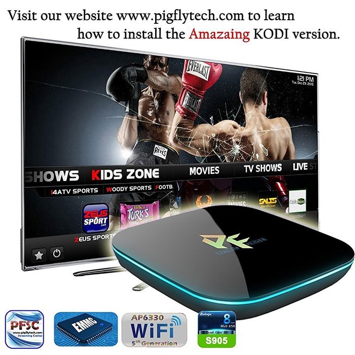 Pigflytech PFQ Q-10 Android TV Box and Game Player, Quad Core 2GB 16GB 4K S905 with Kodi 16.0 Unlocked Internet...