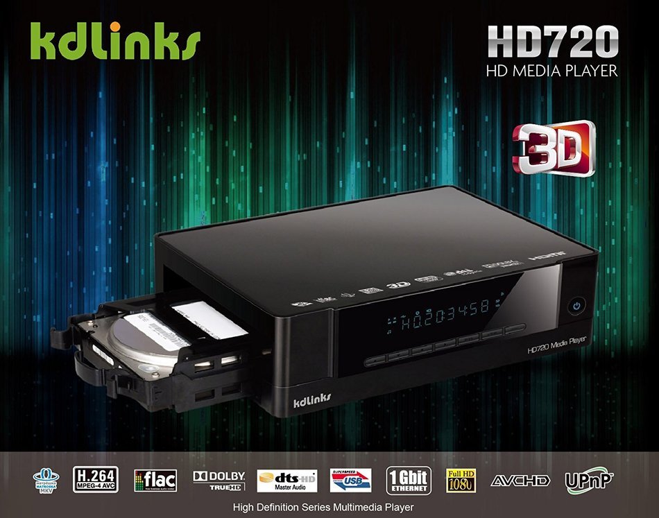 KDLINKS HD720 Extreme FULL HD 1080P 3D Media Player with Internal HDD Bay, Gigabit Network, Built-In Wifi N2