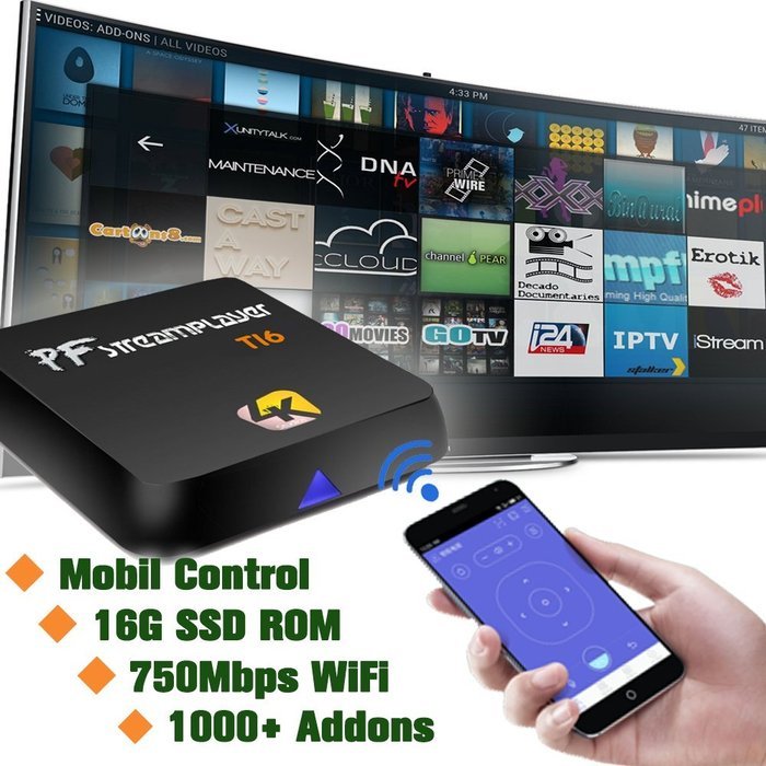 [2016 New Model] Pigflytech Ti6 Quad Core 2GB/16GB/4K/S812/802AC Android TV Box & Game Palyer with Kodi 16.1 Fully...