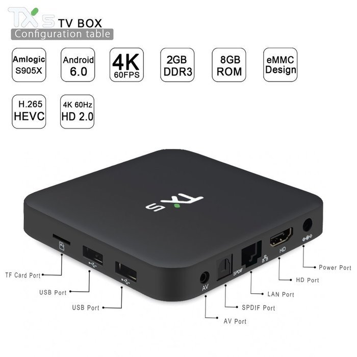 Fxexblin 4K Amlogic S905X Android 6.0 Android Marshmallow Smart TV Box Kodi 16.1 HDMI 1GB 8GB DLNA Streaming Media... N15