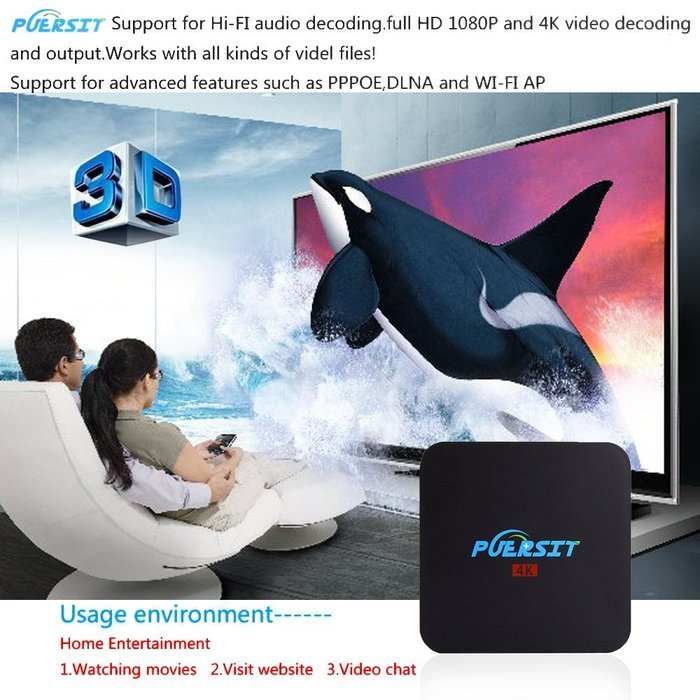 NEW Puersit Unlocked Android 5.1 Quad Core 4k WIFI Tv Box Q2 Pro Kodi16.0 Amlogic S905 Full Loaded 1080P Core-A53... N4