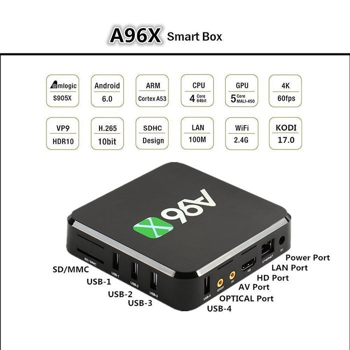 [2017 Free Wireless Mini keyboard]Bros Unite A96X Android TV BOX Kodi 17.0 Amlogic S905X Quad Core Android 6.0... N2