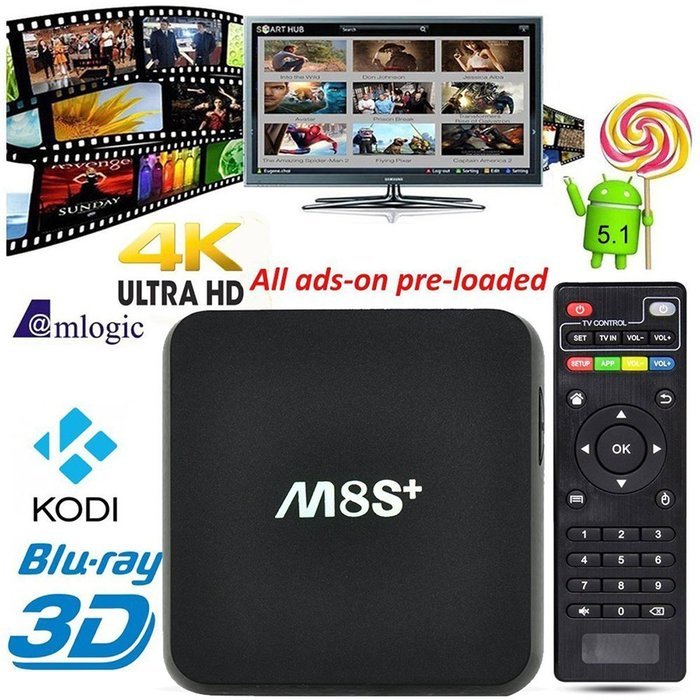 Xiao Aojiao M8S+ Android Tv Box Amlogic S805 KODI Pre-installed Streaming Media Players---Black
