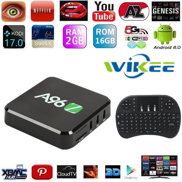 [2017 Free Wireless Mini Keyboard] WIIKEE A96Z Android TV BOX KODI 17.0 Fully Loaded Amlogic S905X Quad Core Android...