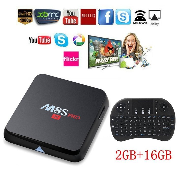 [2016 Free US Wireless Mini keyboard] Bros Unite M8S Pro Quad Core 2G/16G Amlogic S812 Android TV Box Dual Band...