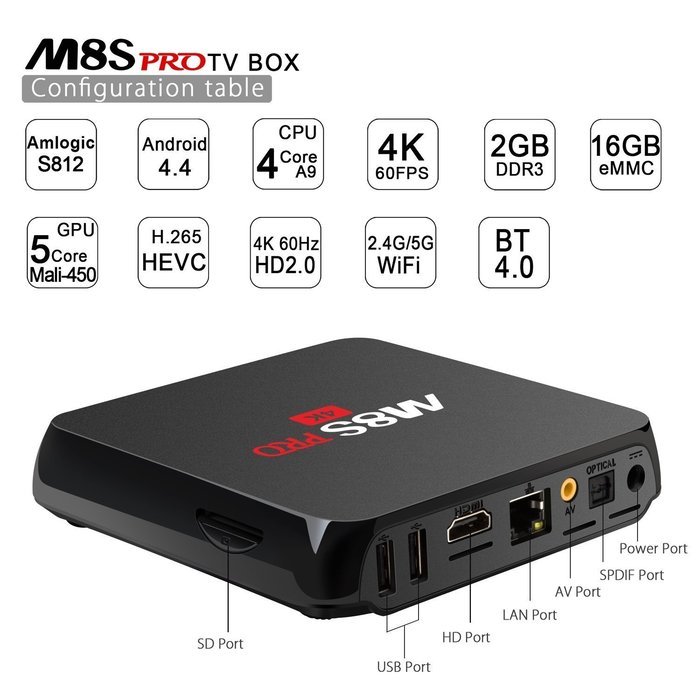 [2016 Free US Wireless Mini keyboard] Bros Unite M8S Pro Quad Core 2G/16G Amlogic S812 Android TV Box Dual Band... N3