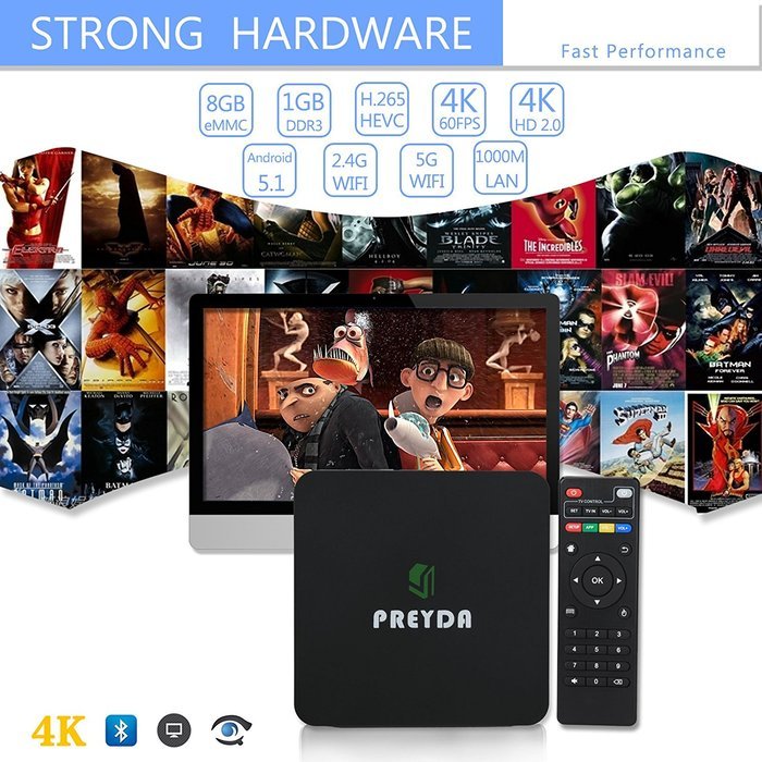 Preyda 4K Android TV Box, S905 Quad Core KODI/XBMC 16.0 Smart TV Box Sport Movie Streaming Player (Mini S905 TV... N6