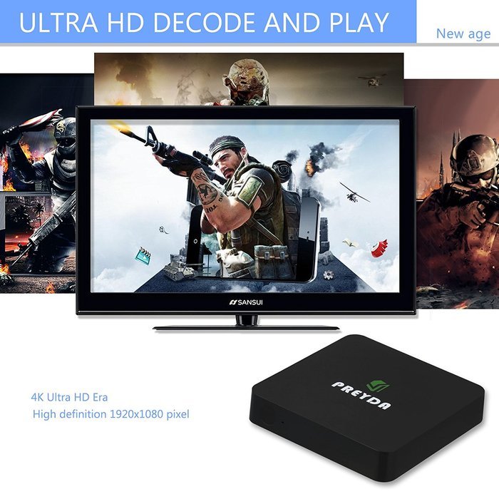 Preyda 4K Android TV Box, S905 Quad Core KODI/XBMC 16.0 Smart TV Box Sport Movie Streaming Player (Mini S905 TV... N7