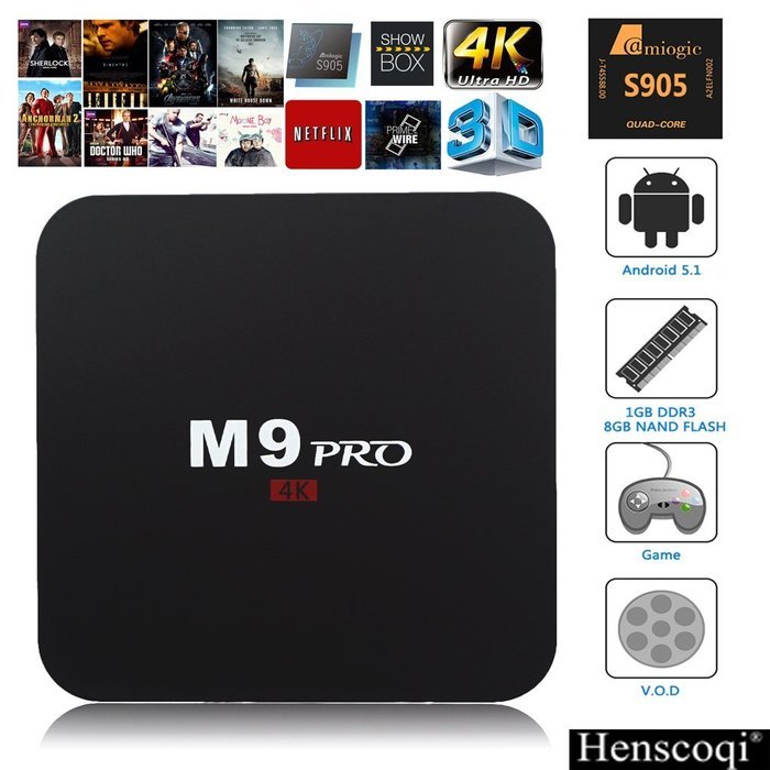 Henscoqi M9X M3 Pro Smart TV Box Amlogic S912 Octa Core ARM Cortex-A53 Android 6.0 RAM DDR3 3GB ROM Onboard eMMC... N15