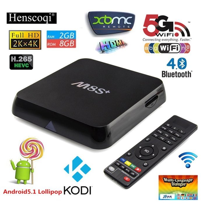 Henscoqi M8S Plus Android TV Box Amlogic S812 Quad Core 2G DDR 16G EMMC Memory Support Dual Band Wifi Bluetooth... N12