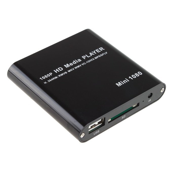 AGPtek Black Mini Full HD 1080P Digital Media Player-MKV/RM-SD/USB HDD-HDMI CVBS YPbPr