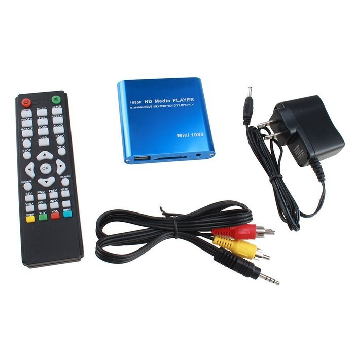 AGPtek Black Mini Full HD 1080P Digital Media Player-MKV/RM-SD/USB HDD-HDMI CVBS YPbPr N6