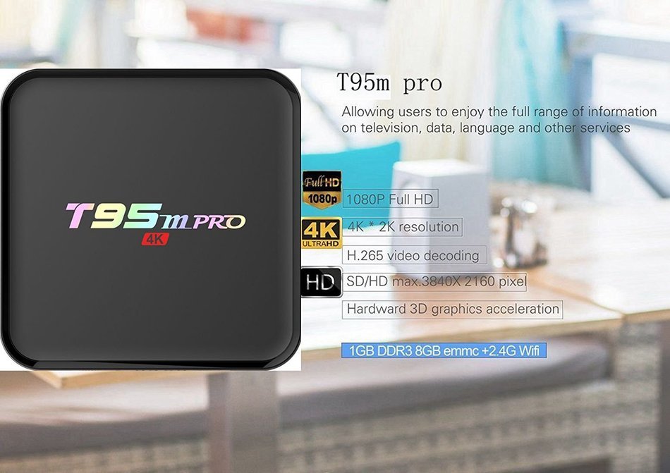 T95M Pro 4K KODI 16.1 Quad Core H.265 Android TV Box N7