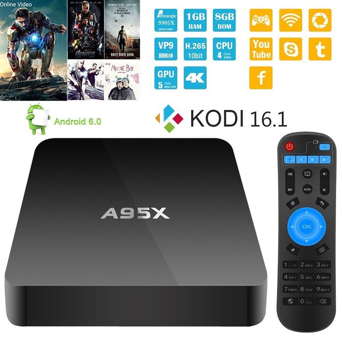 [Updated] X-Direct Android 6.0 4K TV Box A95X Pro Amlogic S905X Quad core 2.0GHz 64bit Mini PC KODI 16.1 Pre-installed...